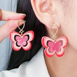 Acrylic Rainbow Leopard Print Butterfly Earrings Women Korean Pendant Earring Wedding Party Jewellery