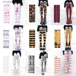 Socks Hosiery Fashion Women Over Knee Stockings Cartoon Japanese Anime Striped Halloween Cat Claw Lolita Harajuku Sweet Sexy Thigh Stockings YQ240122