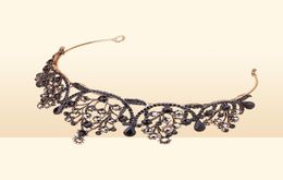 Luxury Headpieces Wedding Bridal Hair Accessories in Stock Bridal Crown Beaded Headdress Vintage Gold Black Diamond Halloween Part4647532