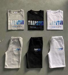 Men's Trapstar T Shirt Set Letter Embroidered Tracksuit Short Sleeve Plush ShortsMotion current 74