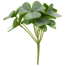 Decorative Flowers Faux Plants Artificial DIY Bouquet Stems Shamrock Decors Fake Material Green Silk Flower Imitated Party Greenery Leaf