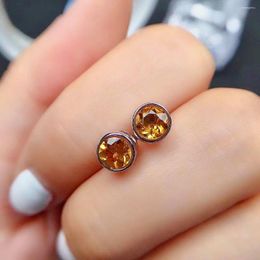 Stud Earrings Sterling Silver Earings With Gemstone 5mm Natural Citrine 925 Crystal For Daily Wear