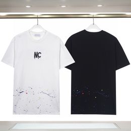 Paris Style Splash Ink Letter Print Tee Designer T shirt Spring Summer Casual Fashion Skateboard Men Women Tshirt 24ss 0122