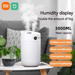 Humidifiers Mijia New 3L Humidifier Temperature Display Dual Spray Large Capacity Air Humidifier Ambient Light Mute Humidification YQ240122