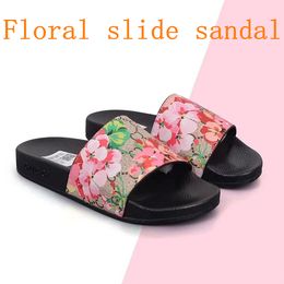 Floral slide sandal canvas Slippers brand Woman man rubber Sliders tazz Slipper snake tiger shoe flower Heel Flat Mule Designer shoes Beach loafers sandale