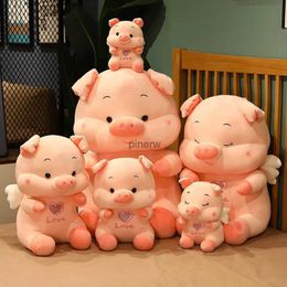 Plush Dolls Cute Sitting Angel Pig Elastic Super Soft Fabric Pink Pig Pillow Cute Pig Plush Stuffed Toy Comfort Doll Girl's Birthday Gift