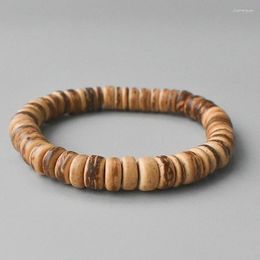 Strand Tibetan Buddhist Handmade Elastic Rope Bracelet Women Men Natural Coconut Shell Beads Yoga Amulet Ethnic Jewelry