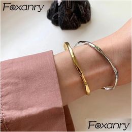 Cuff Foxanry Stamp Bracelet For Women Trend Elegant Vintage Irregar Texture Bangles Girl Party Jewellery Lover Gift 231116 Drop Delivery Dhg4Q