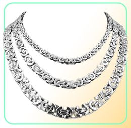 Fashion Thick Silver Necklaces Stainless Steel Necklace Unisex Byzantine Link Silver Chain Men Women Silver Coarse Necklaces Lover9100640