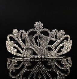 Cheap Silver Crystals Wedding Tiaras Beaded Bridal Crowns Rhinestone Head Pieces Cheap Comb Hair Accessories Pageant Tiara2002156