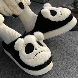 home shoes Hot sale Cute Funny Ghost Cotton Slippers Women's Cotton Slippers Home Soft Sole Thick Sole Cotton Slippers Plush Skull Winter YQ240122