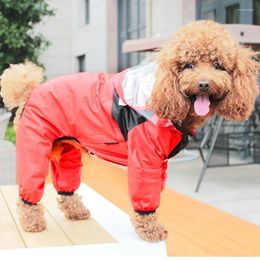 Dog Apparel Fullnai Pet Raincoat Transparent Hooded Jumpsuit Dogs Waterproof Coat Water Resistant Clothes Cats Jacket Supplies