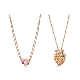 Pendants Elegant Rose Gold Flower Leopard Pendant Heart Necklace For Women Men Chains Original Luxury Jewelry Free Shipping Wholesale