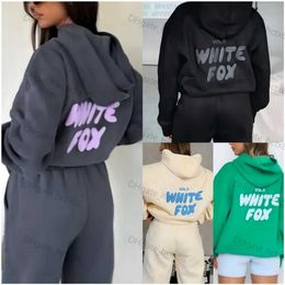 Women's Tracksuits WF-Women Womens Letter Print 2 Piece Outfits FOX Cowl Neck Long BLACK WHITE Sleeve Sweatshirt and Pants Set Tracksuit e4