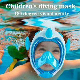 Diving Masks Snorkelling Mask Kids Full Face Snorkelling Diving Mask With 180 Panoramic View Longer Vent Tube Waterproof Anti-Fog Anti-LeakL240122