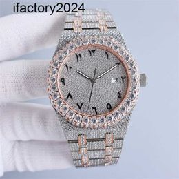 Ap Moissanite Mens Watches Automatic Vvs Silver Diamonds Pass Test Automatic Movement A Handmade Watches 42mm With Diamondstudded Steel 904L Sapphire Ladies Bu