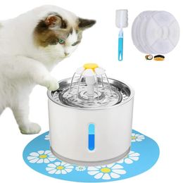 Feeders Automatic Dog Feeder Cat Water Fountain Indoor USB LED 2.4L Ultra Quiet Dog Drinking Dispenser Pet Puppy Feeder Fountains Bowls