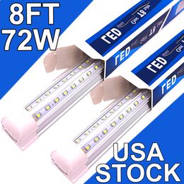 8Ft Led Shop Lights,8 Feet 8' V Shape Integrated LED Tube Light,72W 7200lm Clear Cover Linkable Surface Mount Lamp,Replace T8 T10 T12 Fluorescents Lights usastock