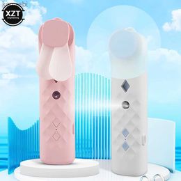 Electric Fans 2 In 1 Portable Fan Humidifier USB Rechargeable Handheld Fan Water Spray Mist Fan Face Steamer Air Conditioner Cooling FanL240122