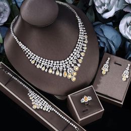 Necklace Earrings Set Korean Fashion And Generous Bridal Wedding Dress Accessories Zircon Ring Bracelet Jewellery