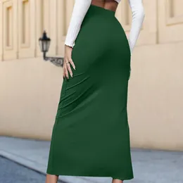 Skirts Sexy Style Solid Color Women Bodycon Skirt Slim Fit Side Slit Waisted Long Casual Simple Design Vacation Outfit