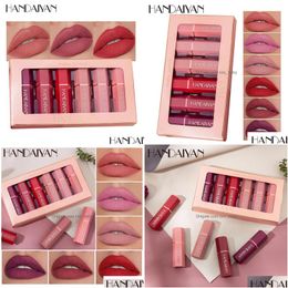 Makeup Sets Handiayan 6 Colors/Box Nude Veet Lipstick Kit Cosmetics Cream Matte Lip Stick Set Waterproof Silky Matt Balm Pencil Drop Dh53G