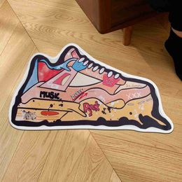 Carpets Yellow Basketball Shoes Shaped Area Rug Irregular Funky Sneakers Rug for Living Room Bedroom Fluffy Bathroom Carpet Floor Mat