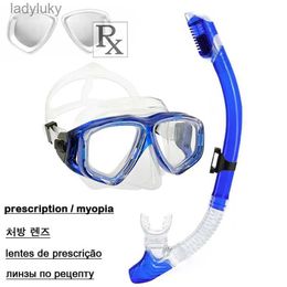 Diving Masks Custom Prescription Diving Mask Set Myopia Snorkelling Gear Optical Swimming Mask with Dry Tube Power Range from -2.0 to -7.5L240122