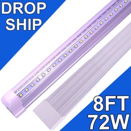 8FT LED Shop Light Garage 72W 6500K 7200LM White Light,T8 8FT LED Tube Lights Warehouse Workshop Basement,Linkable LED ShopLights usastock