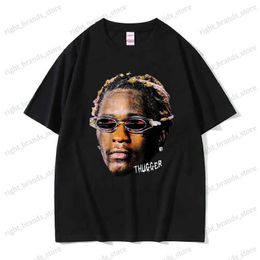Men's T-Shirts Hip Hop T-shirt Rap Singer Young Riot Red Rare Retro Graphic T-shirt Men's Plus Size Street Clothing Summer Cotton Top T240122
