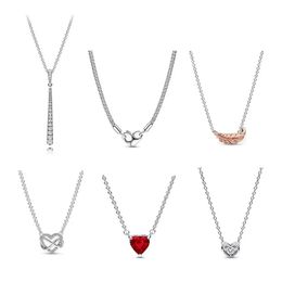 Pendants 925 Silver Charm Women's Necklace Studded Chain Sparkling Infinity Heart Studded Sparkling Halo Two Tone Floating Curved Feather