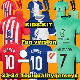 Atletico Madrids soccer jerseys GRIEZMANN 2023 2024 120th anniversary M.LLORENTE KOKE SAUL Correa LEMAR 23 24 fan Player football shirt men uniforms kids kit