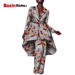 Ethnic Clothing African 2 Pieces Set Top And Pants For Women Autumn Casual Long Jacket Coat Pant Lady Clothes WY5551