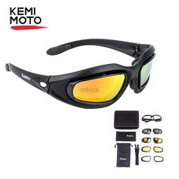 Outdoor Eyewear KEMiMOTO Motorcycle Glasses Polarised Sunglasses For Shooting Eye Protection Windproof Moto Goggles UV400 Antifog clear Lens 240122