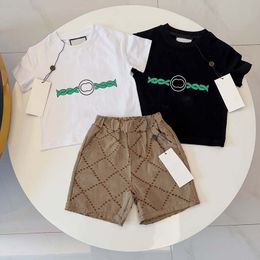baby kids Tshirts Shorts Sets Designer toddler Boys Girls Clothing set Clothes Summer white black Brown pants Luxury Tracksuit youth Sportsuit B219#