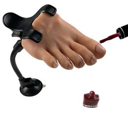 Costume Accessories Nail Art Practice Foot Flexible Soft Silicone Model Adult Mannequin for Display Manicure Tools Plastic Holder Clip Clamp