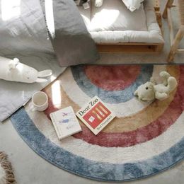 Carpets Nordic Cute Cartoon Carpet Thick Non-slip Modern Home Decor Cushion Short Plush Mat Children's Room Semicircular Rugs