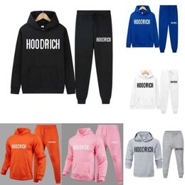 2024 Winter Sports Hoodie For Men Hoodrich Tracksuit Letter Towel Embroidered Winter Sweatshirt Hoodie For Men Colorful Blue Solid Sweater Set kDGG