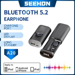 Headphones Bluetooth 5.2 Wireless Headphones InEar Earbuds Stereo Sports Microphone Waterproof Touch Power Bank Charging Box AllinOne