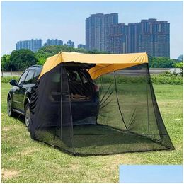 Tents And Shelters Car Rear Tent 3-4Persons Outdoor Cam Hiking Sunshade Waterproof Road Trip For Vehicle Awning Pergola Drop Delive 520