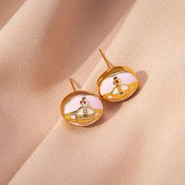 Viviennes Westwoods High Painted Oil Earrings Copper Plated Gold Premium Earrings