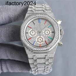 Ap Moissanite Mens Watches Automatic Vvs Silver Diamonds Pass Test Automatic Movement Vs Factory of Handmade Imported Timing 40mm with Diamondstudded Steel 904