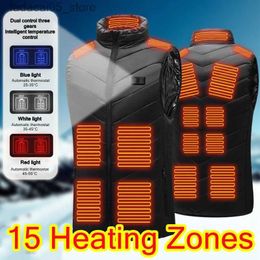 Men's Vests 15 Places Heated Vest Men Women USB Heated Jacket Heating Vest Thermal Clothing Hunting Vest Winter Heating Jacket S-10XL Q240122