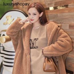 Top Maxmaras Teddy Bear Coat Womens Cashmere Coats Maxs Womens Mid Length Mara Dilraba 2024 Same Cold and Warm TOYI