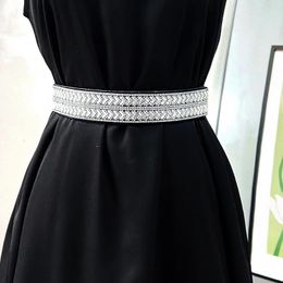 Belts Wide Belt For Women Fashion Bling Rhinestone Sequin Cummerbunds Elastic Corset Dress Coat Waistband Decoration Clothes Accessory