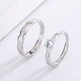 Cluster Rings Couples Fine Ring With Adjustable Design Sterling 925 Silver For Men Inlaid Zircon Women