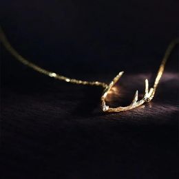 Necklaces HI MAN 925 Sterling Silver Creative Deer Horn Necklace Women Personalised Versatile Girlfriend Birthday Gift Jewellery