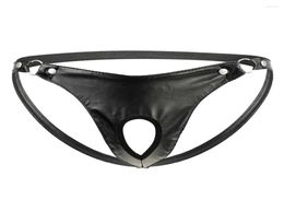 Underpants Jackstrap Men39s Sexy Artificial Leather Underwear Metal Ring Briefs Jock Strap String Thong TBack Sissy Panties8089214
