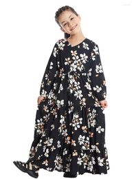 Ethnic Clothing Vestidos Muslim Women Girls Dubai Sweet Floral Abaya Maxi Dress Kaftan Saudi Arabia Robe Caftan Marocain Femme Islamic