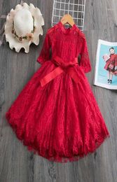 Baby Girls Dress Red Lace Hollow Princess Costume Kids Dresses for Girl Princess Autumn Xmas Party Frocks Children Clothing12039955
